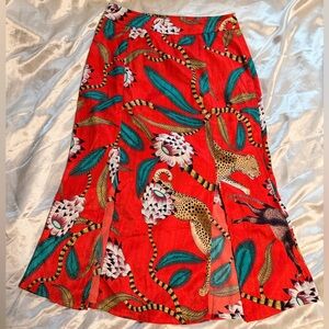 Vibrant Red Animal Print Skirt